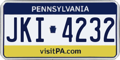 PA license plate JKI4232