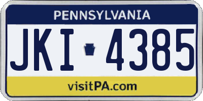 PA license plate JKI4385