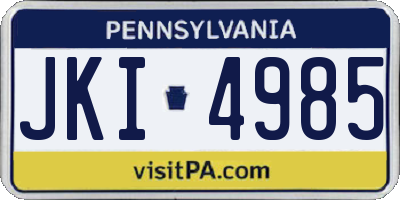 PA license plate JKI4985