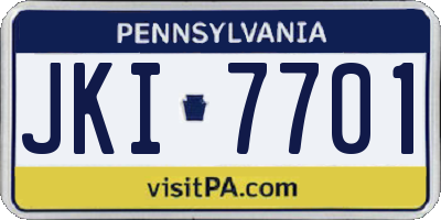 PA license plate JKI7701