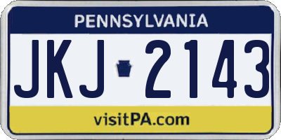 PA license plate JKJ2143