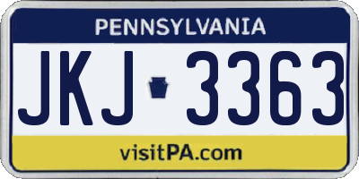 PA license plate JKJ3363
