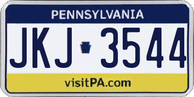 PA license plate JKJ3544