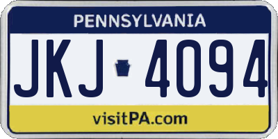 PA license plate JKJ4094