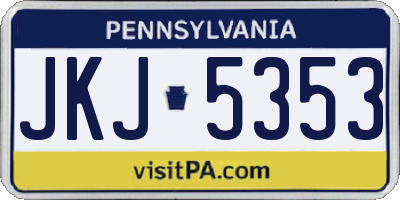 PA license plate JKJ5353