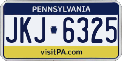 PA license plate JKJ6325