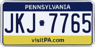 PA license plate JKJ7765