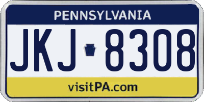 PA license plate JKJ8308
