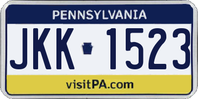 PA license plate JKK1523