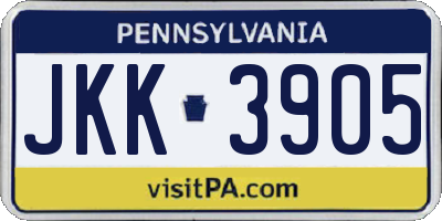 PA license plate JKK3905