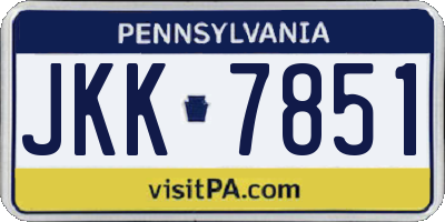 PA license plate JKK7851