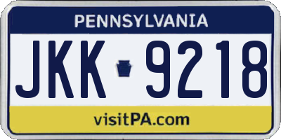 PA license plate JKK9218