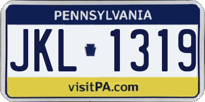 PA license plate JKL1319