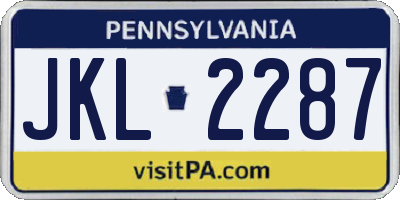 PA license plate JKL2287