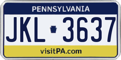 PA license plate JKL3637