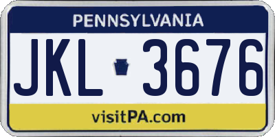 PA license plate JKL3676