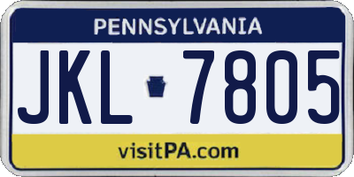 PA license plate JKL7805