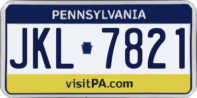 PA license plate JKL7821