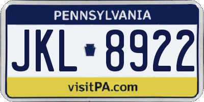 PA license plate JKL8922