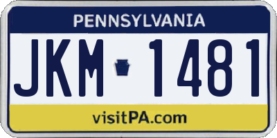 PA license plate JKM1481