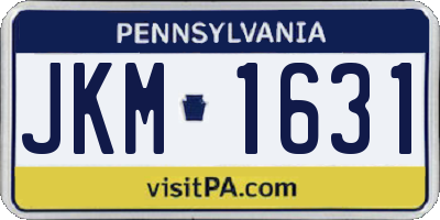 PA license plate JKM1631