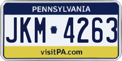 PA license plate JKM4263