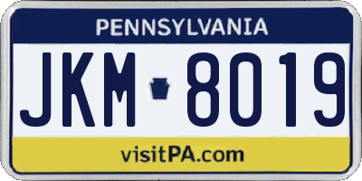 PA license plate JKM8019