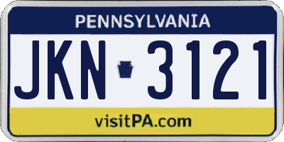 PA license plate JKN3121