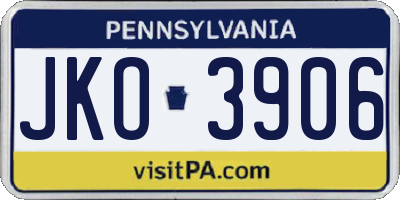 PA license plate JKO3906