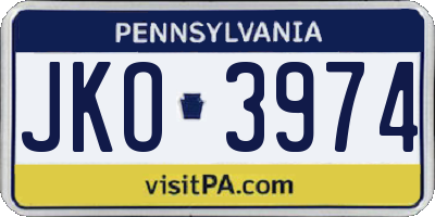 PA license plate JKO3974