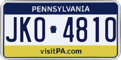 PA license plate JKO4810