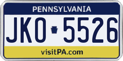 PA license plate JKO5526