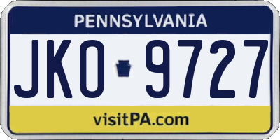 PA license plate JKO9727