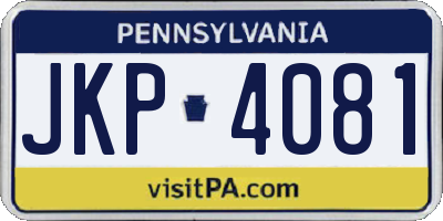 PA license plate JKP4081