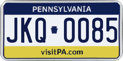 PA license plate JKQ0085