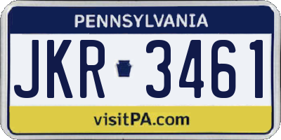 PA license plate JKR3461