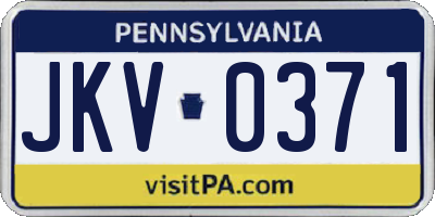 PA license plate JKV0371