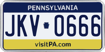 PA license plate JKV0666