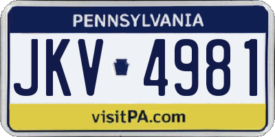 PA license plate JKV4981