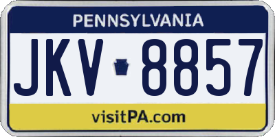 PA license plate JKV8857