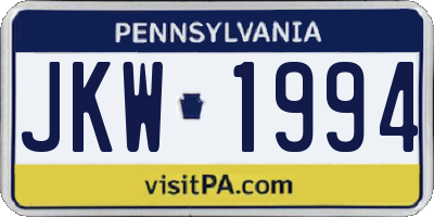 PA license plate JKW1994