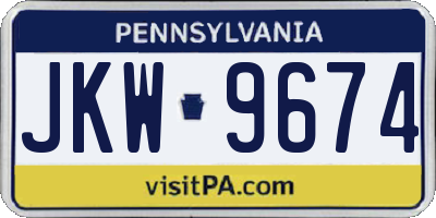 PA license plate JKW9674