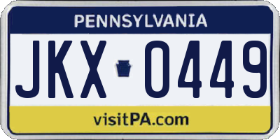 PA license plate JKX0449