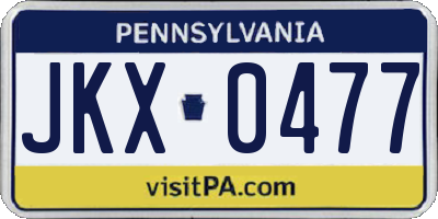 PA license plate JKX0477