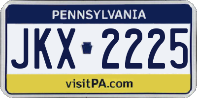 PA license plate JKX2225