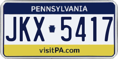 PA license plate JKX5417