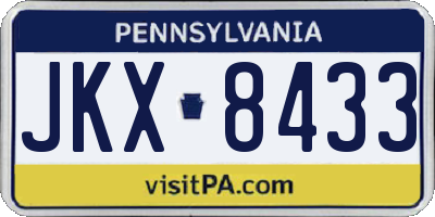 PA license plate JKX8433