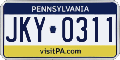 PA license plate JKY0311
