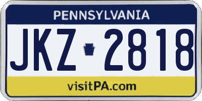 PA license plate JKZ2818