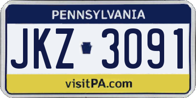PA license plate JKZ3091